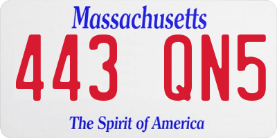MA license plate 443QN5