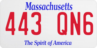 MA license plate 443QN6