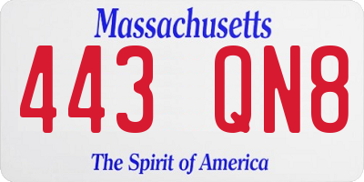 MA license plate 443QN8