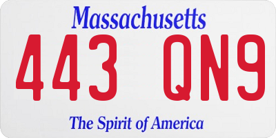 MA license plate 443QN9