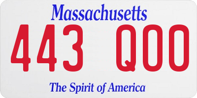 MA license plate 443QO0