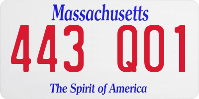 MA license plate 443QO1