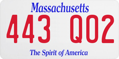 MA license plate 443QO2
