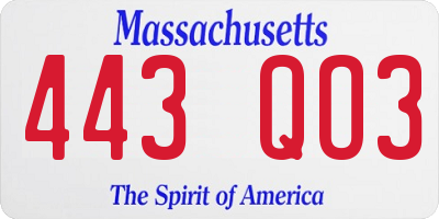MA license plate 443QO3