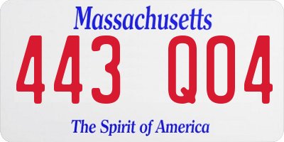 MA license plate 443QO4