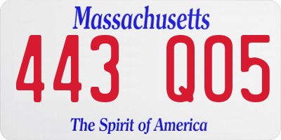 MA license plate 443QO5