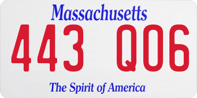 MA license plate 443QO6