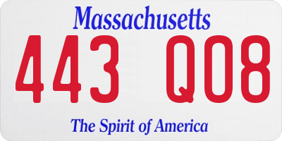MA license plate 443QO8