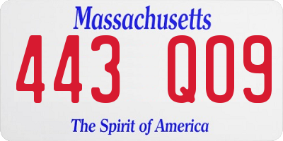 MA license plate 443QO9