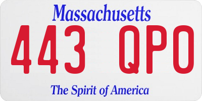 MA license plate 443QP0