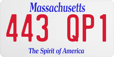 MA license plate 443QP1
