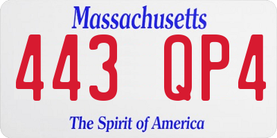 MA license plate 443QP4