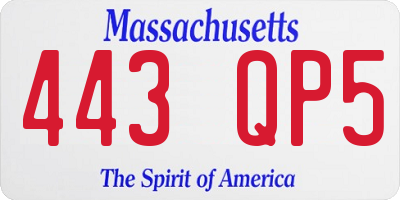 MA license plate 443QP5