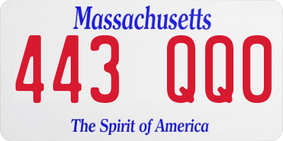 MA license plate 443QQ0