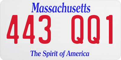 MA license plate 443QQ1