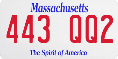 MA license plate 443QQ2