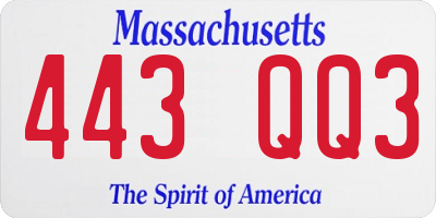 MA license plate 443QQ3