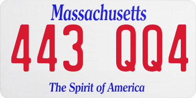 MA license plate 443QQ4