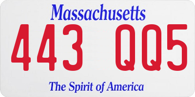 MA license plate 443QQ5