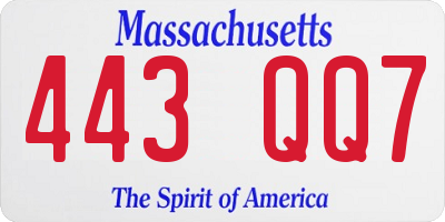 MA license plate 443QQ7