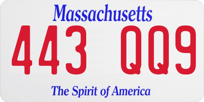 MA license plate 443QQ9