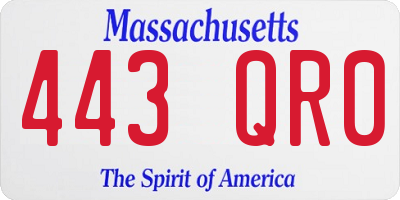 MA license plate 443QR0