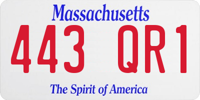 MA license plate 443QR1