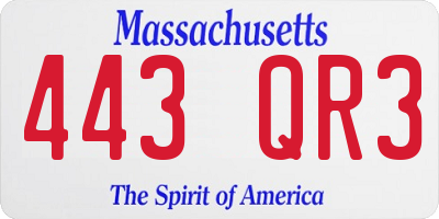 MA license plate 443QR3