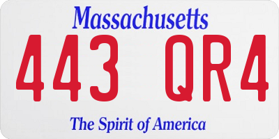 MA license plate 443QR4