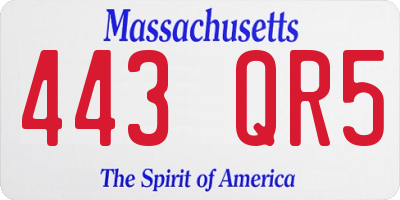 MA license plate 443QR5