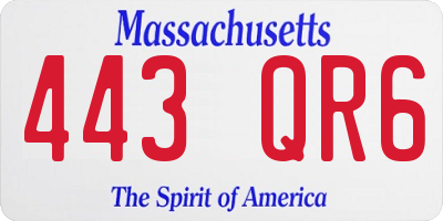 MA license plate 443QR6