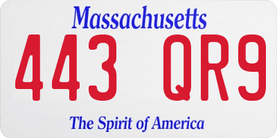 MA license plate 443QR9