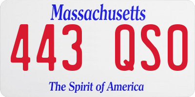 MA license plate 443QS0
