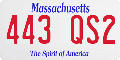 MA license plate 443QS2