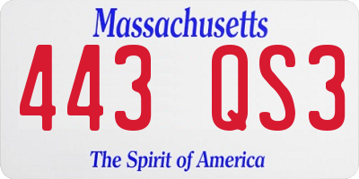 MA license plate 443QS3