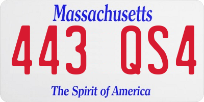 MA license plate 443QS4