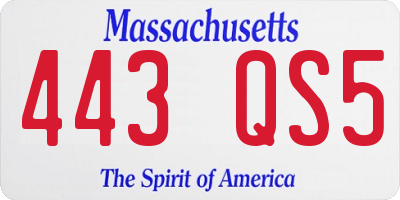 MA license plate 443QS5