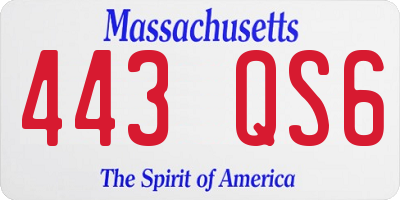 MA license plate 443QS6