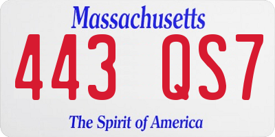 MA license plate 443QS7