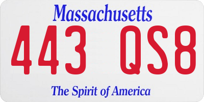 MA license plate 443QS8
