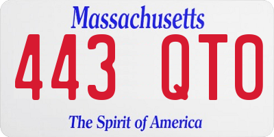MA license plate 443QT0