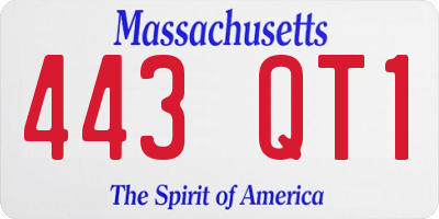 MA license plate 443QT1