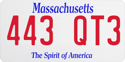 MA license plate 443QT3