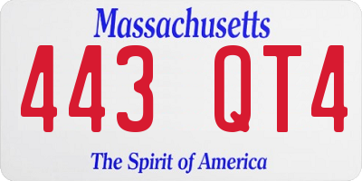 MA license plate 443QT4
