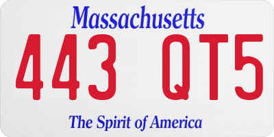 MA license plate 443QT5