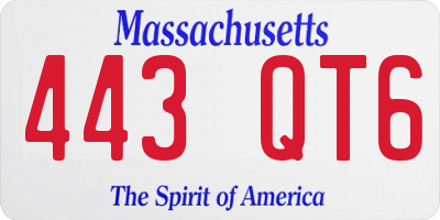 MA license plate 443QT6