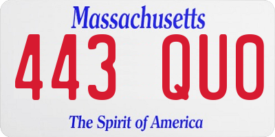 MA license plate 443QU0