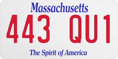MA license plate 443QU1
