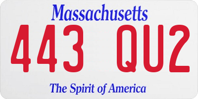 MA license plate 443QU2