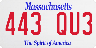 MA license plate 443QU3